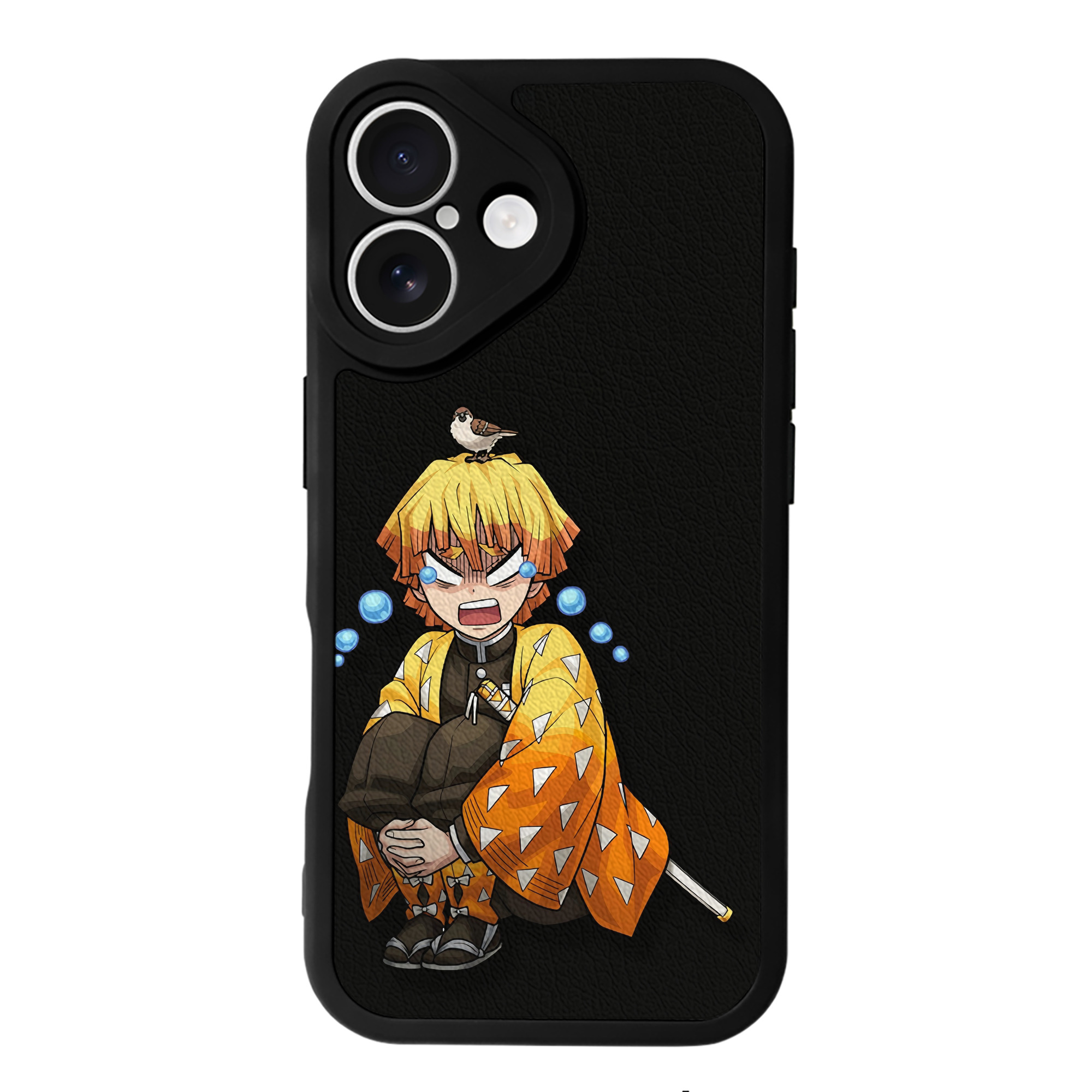 （画像用） 鬼滅の刃（きめつのやいば）我妻 善逸／あがつま ぜんいつ Agatsuma Zenitsu 【iPhone 16シリーズ対応】シリコンスマホケース（レザー調） 材質：シリコン